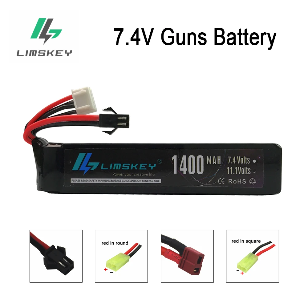 11.1V 1400MAH 25C Lipo Battery For Airsoft Air Guns Pistol Rifle Pistola Metal With Mini Tamiya/T Plug Battery For Airsoft Guns