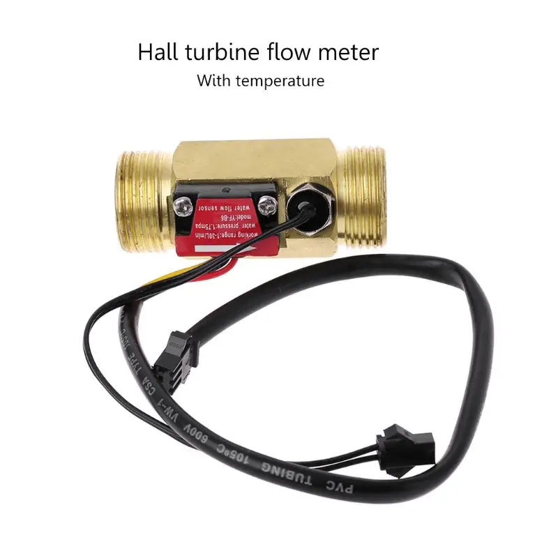 Sensor de Fluxo de Latão dc 5v 245 Lpm Medidor de Vazão Turbina Dentro do Sensor de Temperatura Ntc50k Zhongjiang Mar Dijiang Fábrica Yf-b6-t g3