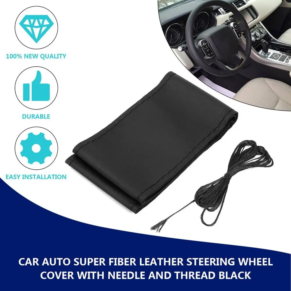 Universal Hot Sell Soft PU Leather Auto Car Steering Wheel Cover With Needles and Thread Skid-Proof Car Steering Wheel Protector