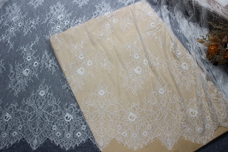 3mter price Eyelash Chantilly Lace Traditional Wedding Lace Fabric DIY Material Sewing lace