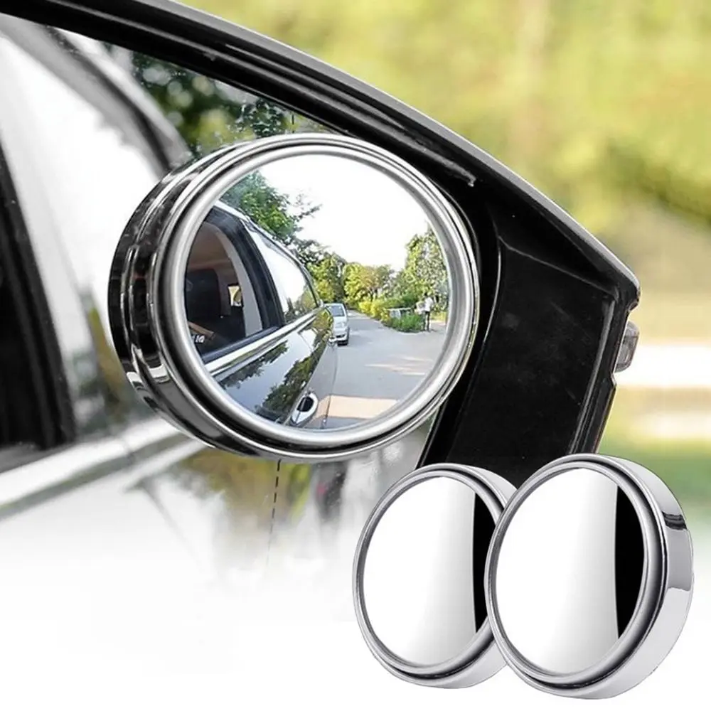 Mirror Stick on Rear View Mirror Car Rearview Auxiliary Adjustable Rotation Round Blind Spot Mirror 360-degree Wide Angle