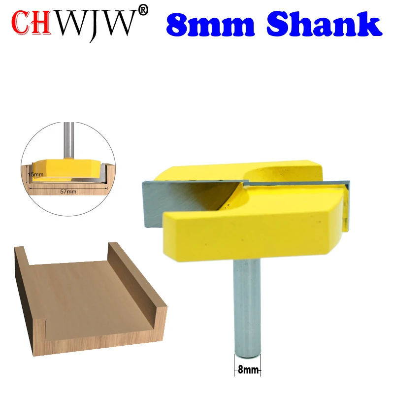 CHWJW 1PC Cleaning Bottom Router Bits with 8mm Shank,2-3/16 Cutting Diameter for Surface Planing Router Bit