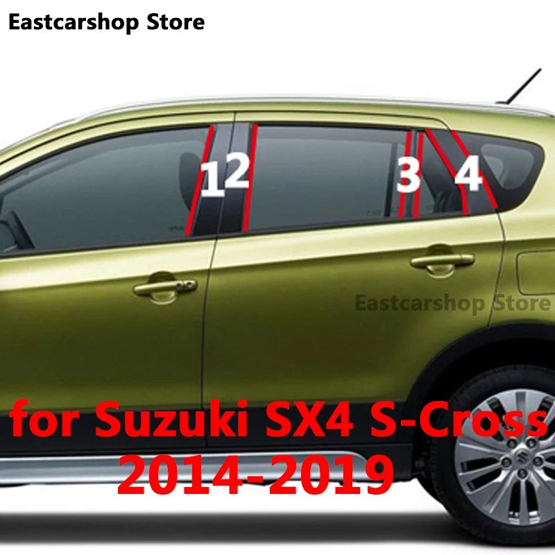 

Наклейка на центральную рамку для Suzuki SX4 S-Cross 2019 2018, среднее окно автомобиля B C, наклейка на центральную стойку, PC, полоса на центральную рамку 2014, 2015, 2016, 2017