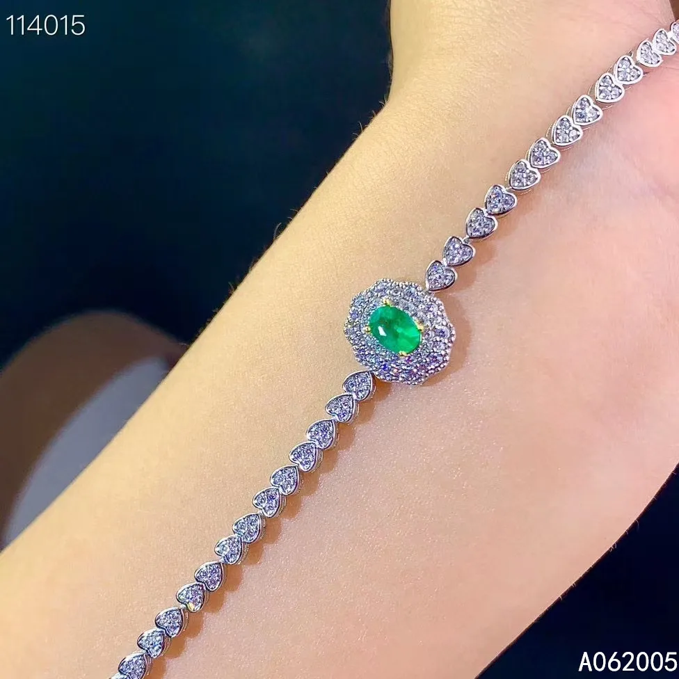 

KJJEAXCMY Fine Jewelry 925 Sterling Silver inlaid gemstone Emerald women hand bracelet vintage support test hot selling