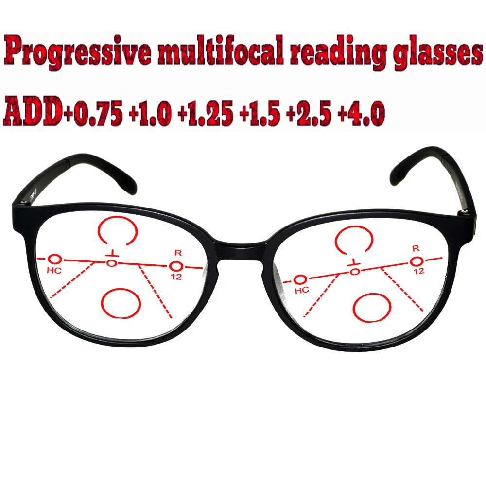 

Progressive Multifocal Anti Blu Light Reading Glasses Black Frame Men Women High Quality +1.0 +1.5 +1.75 +2.0 +2.5 +3 +3.5 +4