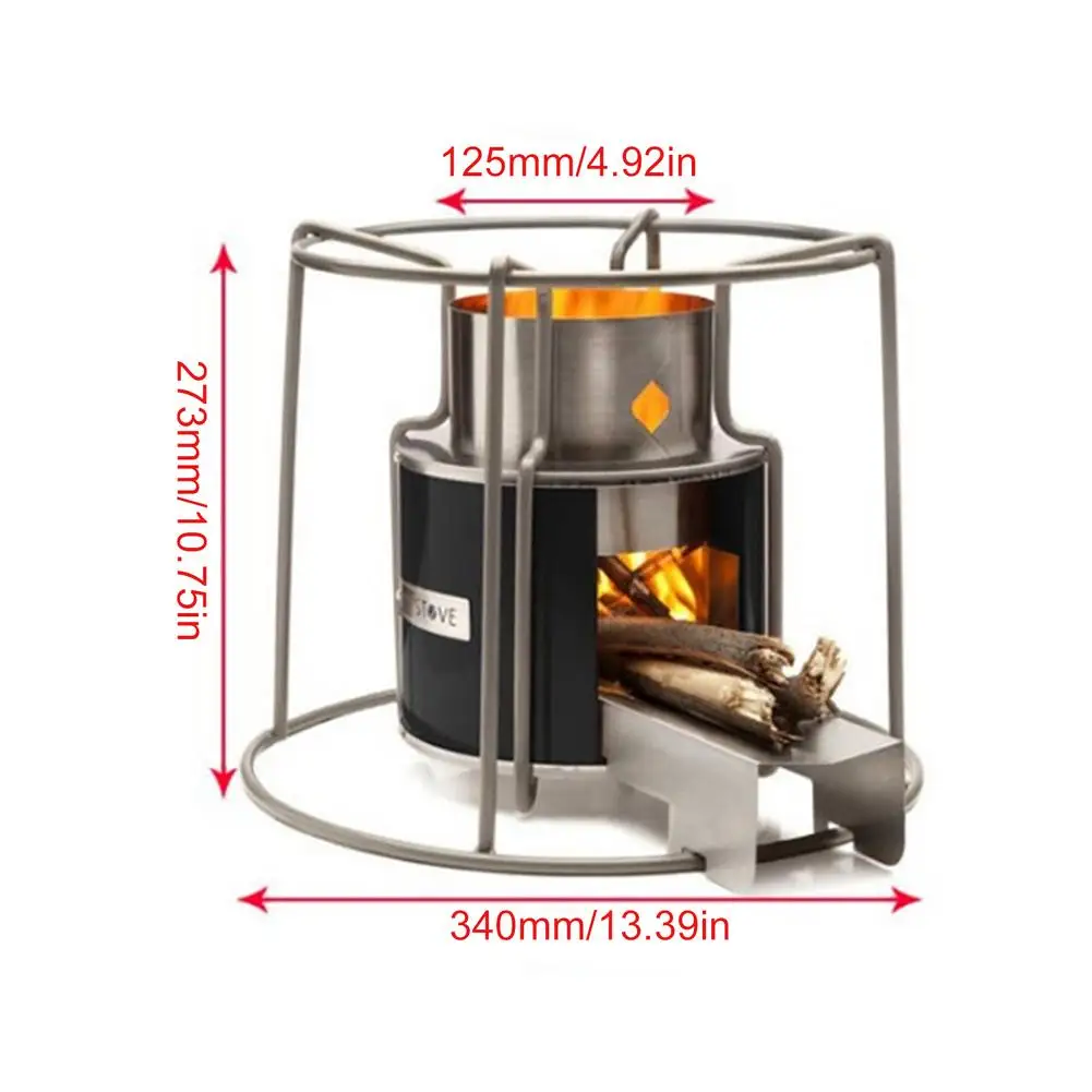 Wood Burning Camp Stove Portable Wooden Long Lasting Burning Stove Outdoor Stainless Steel Stove For Hiking Camping Picnic BBQ