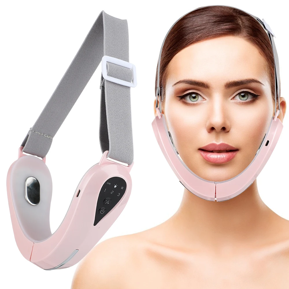 Face Lifting Device EMS Facial Massager Double Chin Remover LED Photon Therapy V-Line Up Lift Belt Face Slimming Beauty Machine