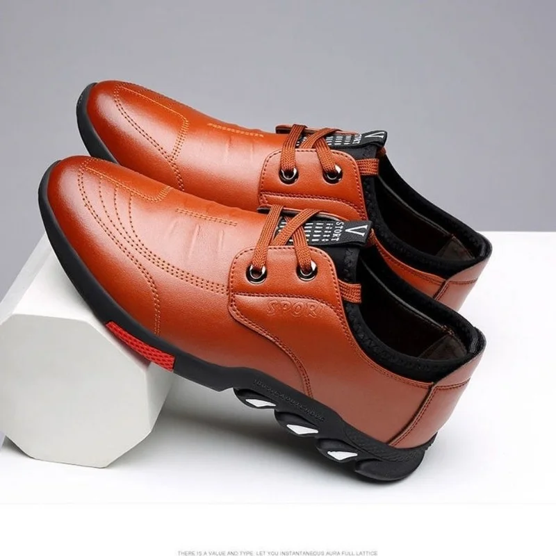 New Men Shoes Leather Cowhide Leather Shoes Men Comfortable Low-top British Casual Single Shoes Leather Shoes Formal Shoes 39-44