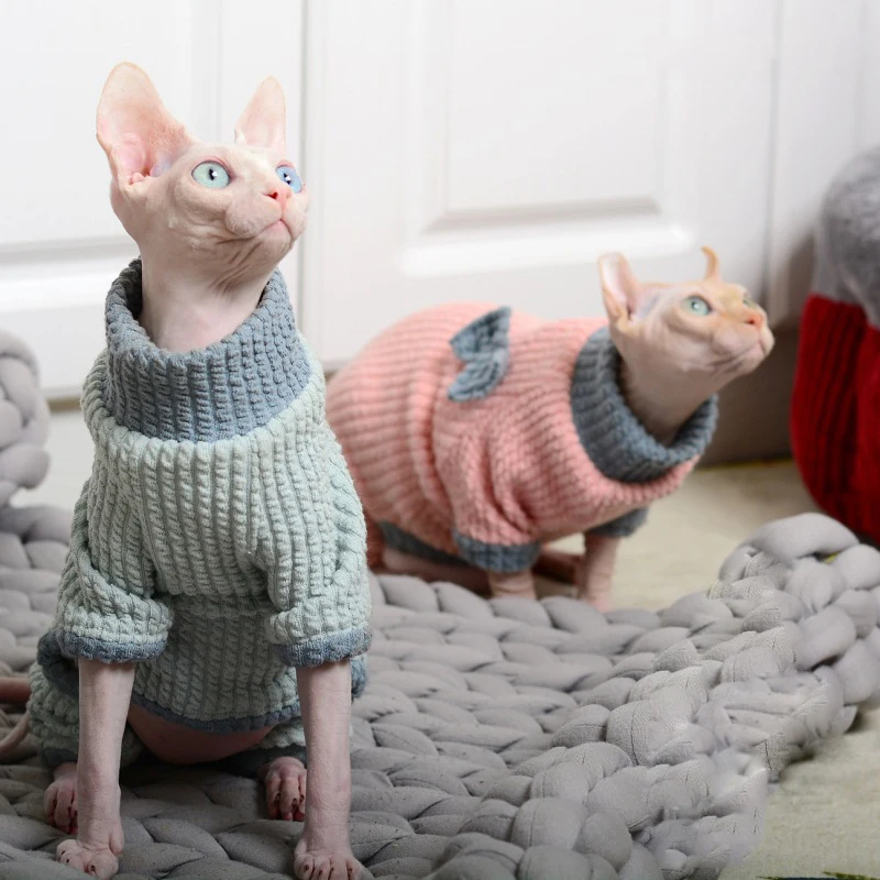 Cat Clothes Winter Warm Soft Cats Warm Hoodies Pajamas Sphynx Cat Costumes Pullover Sphinx Kitten Clothes Cat Supplies For Cats