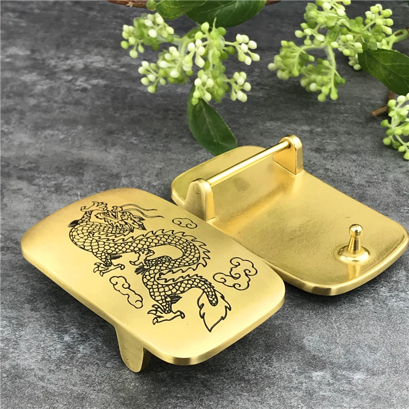 Luxury Dragon Solid Brass Belt Buckles For Men Belt Waist Buckle For Belt DIY Accessories Leather Craft Men Buckle Belt BK0017