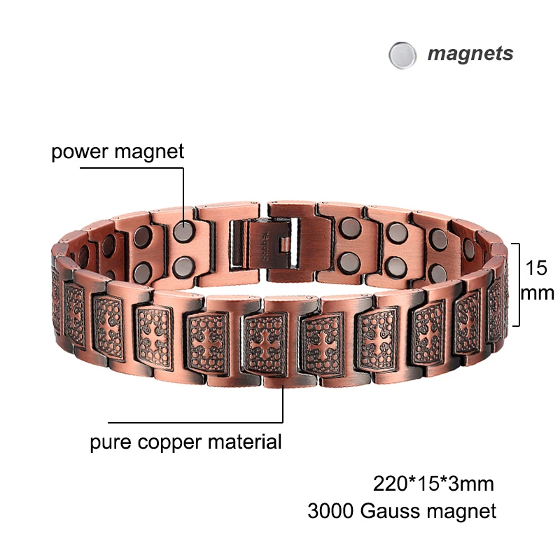 OKtrendy Copper Magnets Bracelets & Bangles Men Bracelet Metal Healing Magnetic Cross Jesus Christ Wristband Jewellery Wholesale