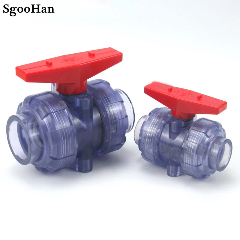 1PC 20mm~63mm UPVC Union Ball Valve Transparent PVC Pipe Adapter Fittings Garden Irrigation Aquarium Fish Tank Tube Connectors