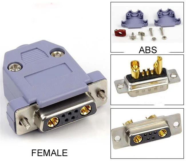 3u banhado a ouro 7w2 cabeça de solda 20a 40a grande corrente DB7-pin conector macho fêmea puro cobre d-tipo plug com cobertura de metal