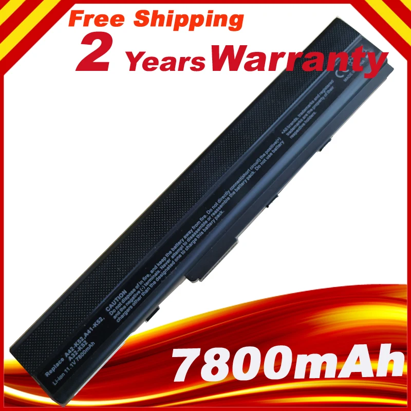 7800mAh 9 Cell Battery for Asus A52 A52J K42 K42F K52F K52J X67 X5I 70-NXM1B2200Z A31-K52 A31-B53 A32-K52 A41-K52 free shipping