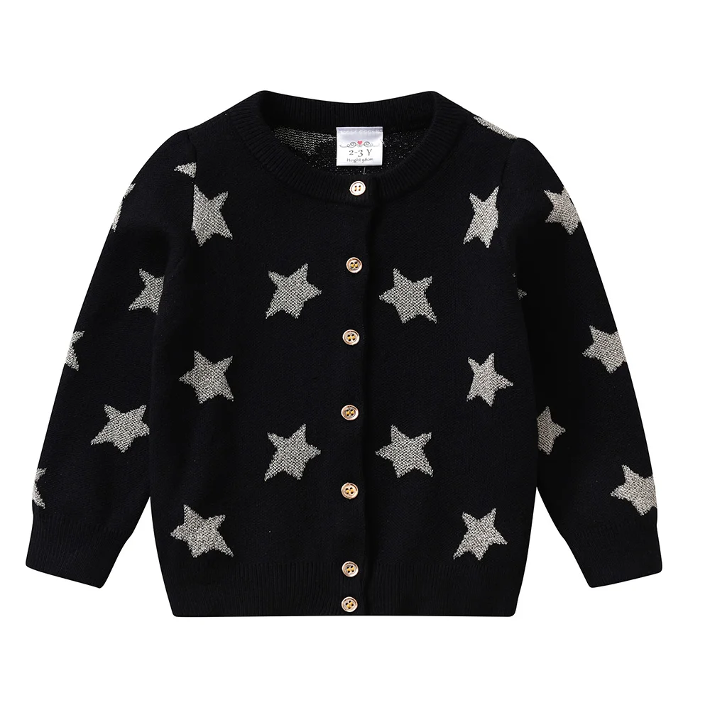 VIKITA Kids Autumn Knitted Cardigan Sweaters Girls Christmas Sweaters Kids Star Sequins Shiny Outwear Clothes Children Clothing