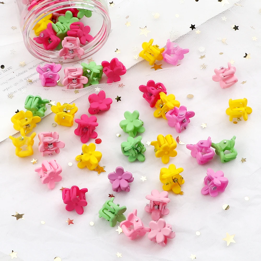 50/100 Pcs/Lot Mini Flower Hair Crabs Accessories For Girls Matte Colorful Small Hair Clip Children Hair Claw Headwear Wholesale