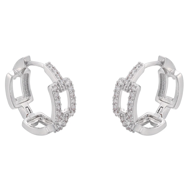 ZHUKOU 1 زوج الذهب اللون كبير هوب أقراط الإبداعية كريستال مستطيلة خياطة النساء الأقراط مجوهرات الأزياء VE333