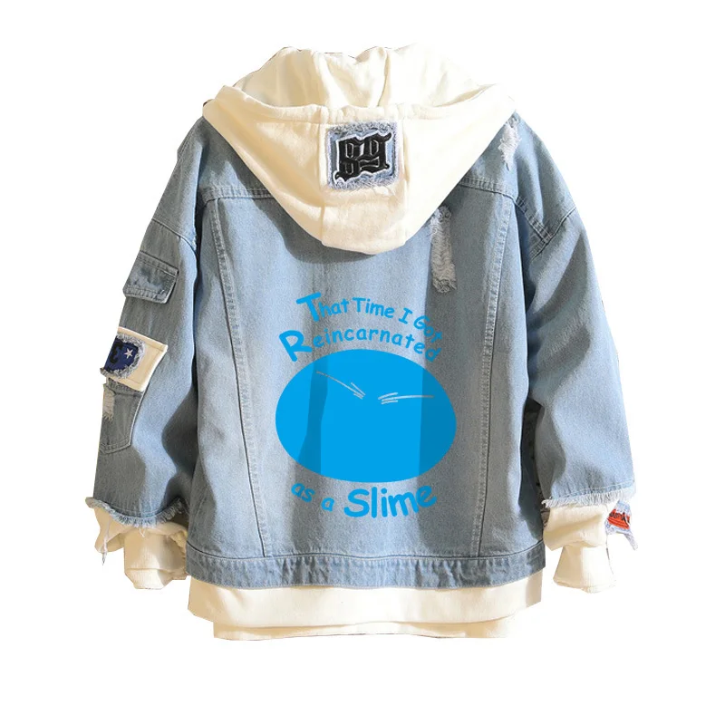 

That Time I Got Reincarnated as a Slime Kawaii Couple Hoodies Men Demin Jacket Jeans Streetwear Anime Windbreaker Sweatshirt