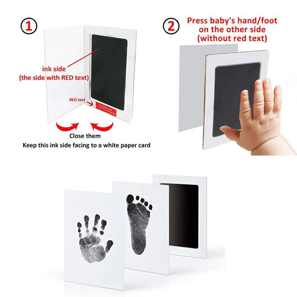 Footprint Imprint Kit Baby Ink Pad Storage Memento Ink Newborn Photo Frame Kits Baby Souvenir Drawer Inkless Handprint Casting