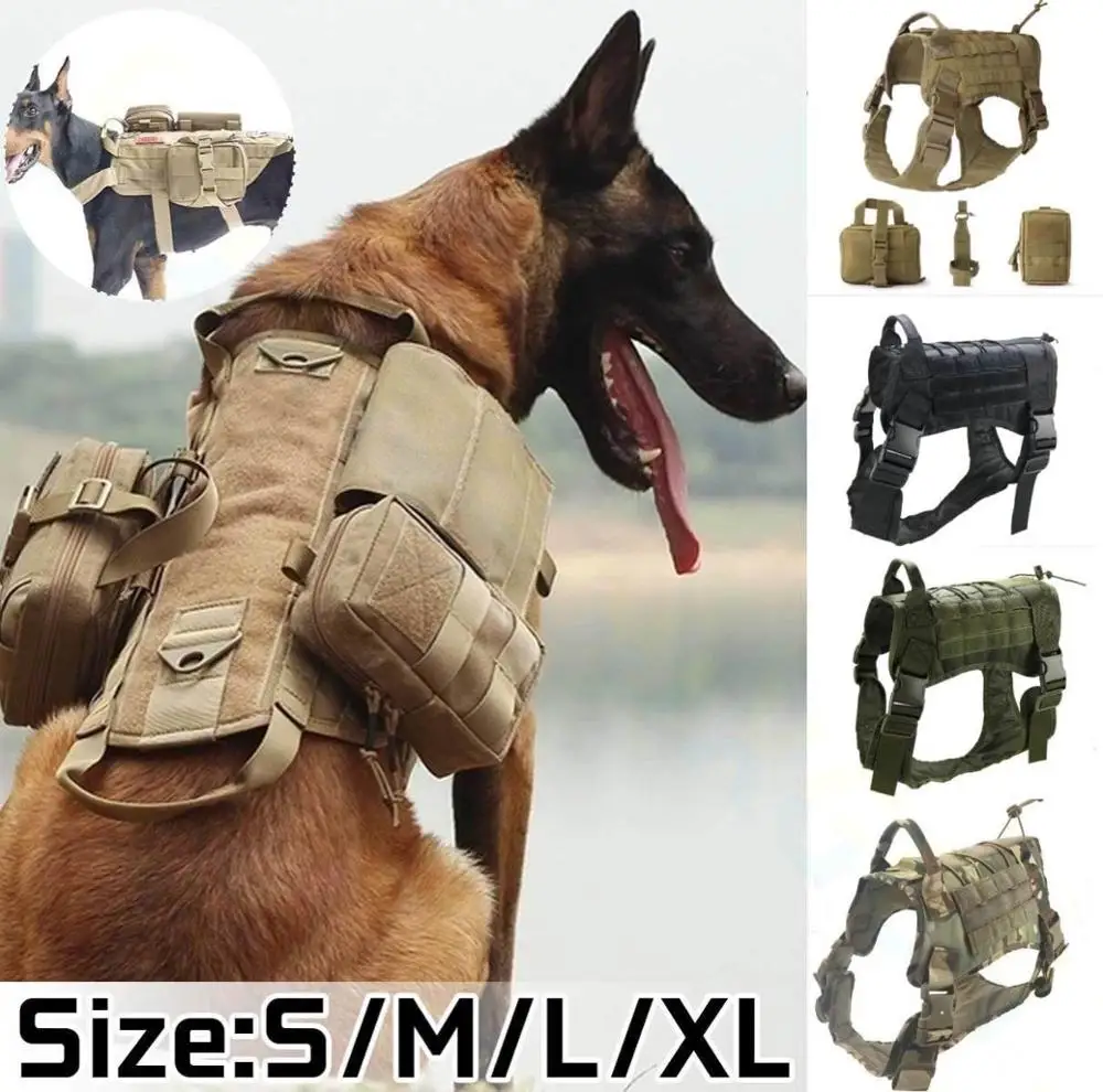 Durable Nylon Dog Harness Tactical Military Working Vest Pet Training Vest Medium Large Dogs Outdoor expansion tactical vest