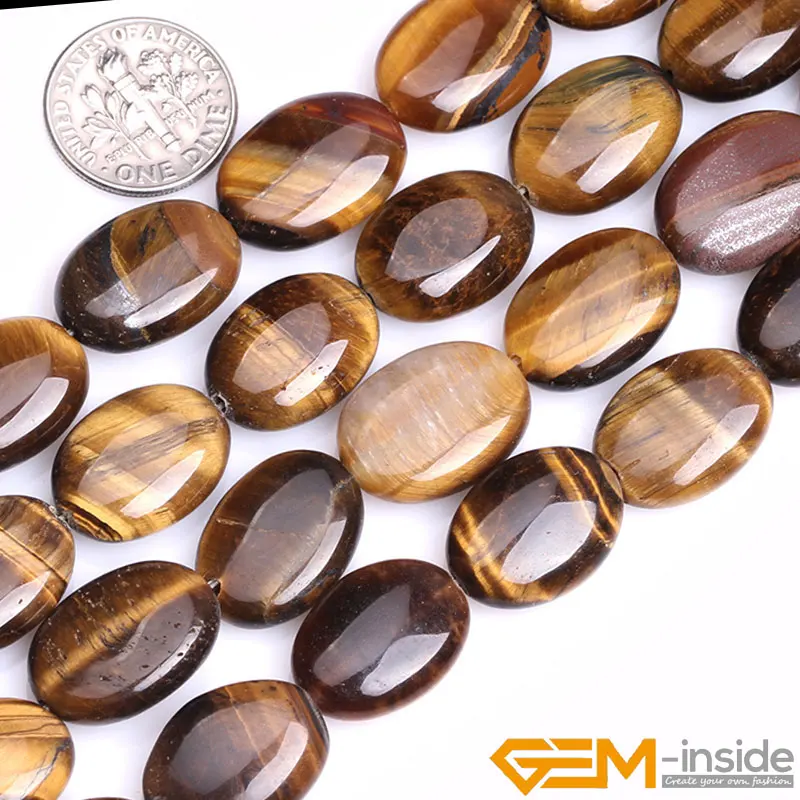 Natural Stone Tiger\'s Eye Oval Beads For Jewelry Making Strand 15 Inch DIY Bracelet Necklace For Women Gifts