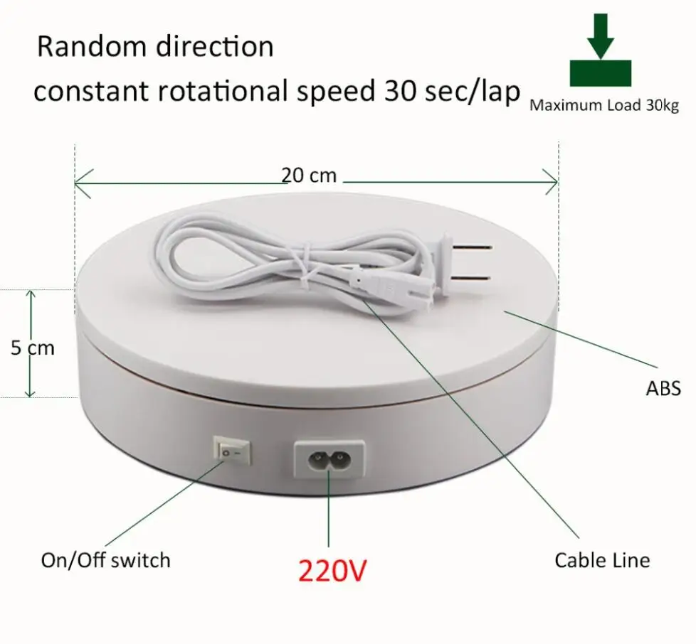 Foleto-回転ターンテーブルを備えた電気自動車電話,回転式ターンテーブル画面,20cm,360度,220v