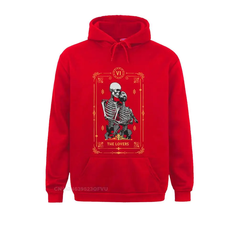 Hoodie Pria The Lovers Vi Kartu Tarot Kaus Katun Antik Kebugaran Penyihir Tengkorak Sihir Pullover Hoodie Streetwear Camisas