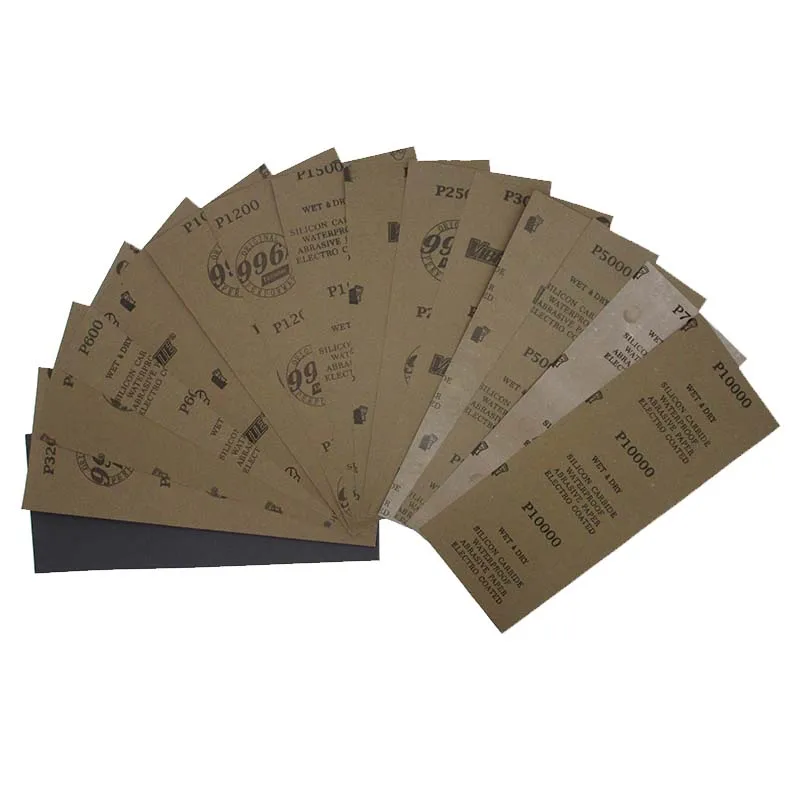 10pcs papel de arena seco y húmedo 9x3,6 pulgadas papel de arena para automóviles de madera papel de arena para automóviles Metal plástico pulido papel de arena impermeable