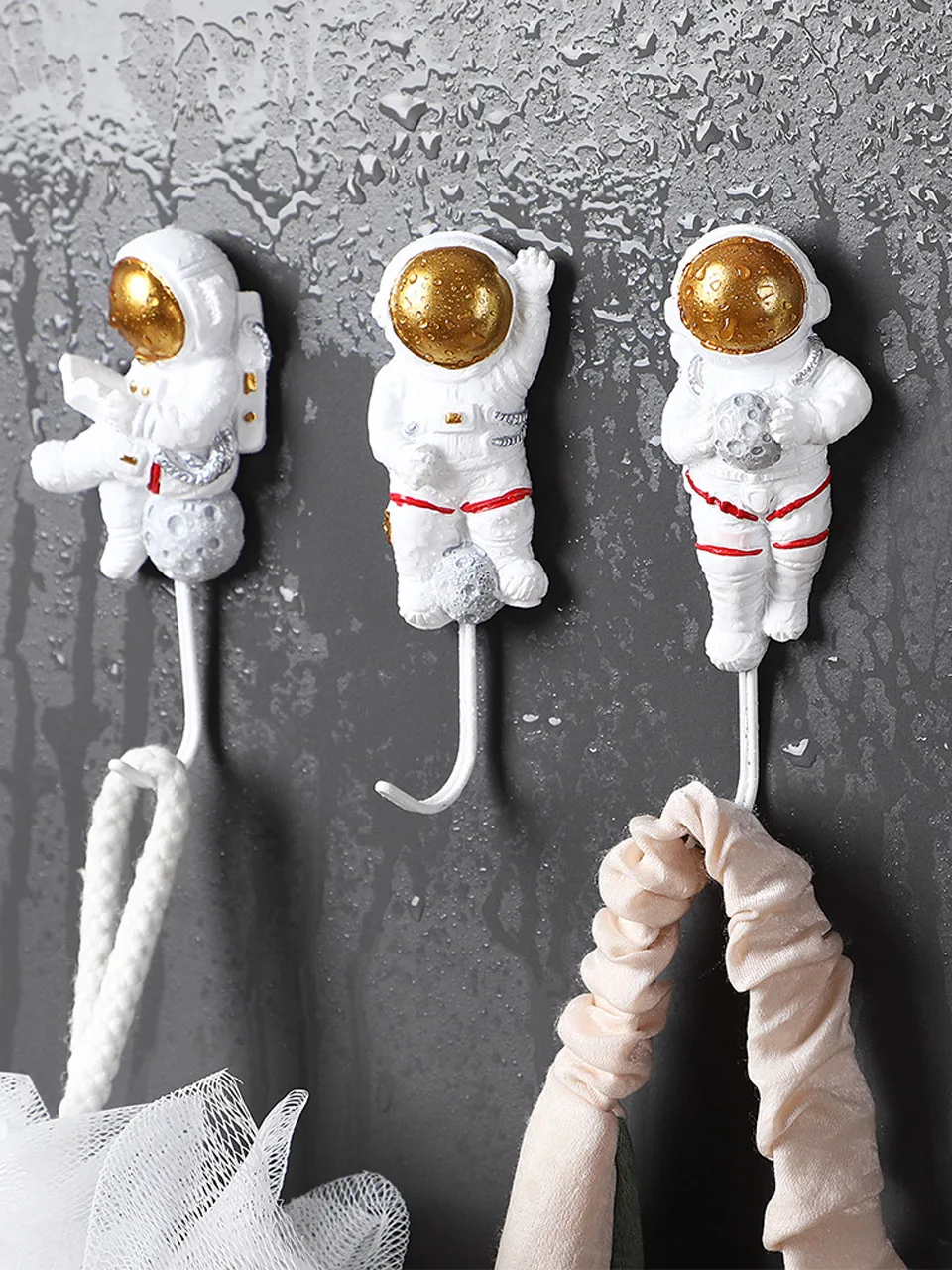 Creative Cartoon Happy Planet Astronaut Model Hooks Kitchen Strong Glue Nail-Free Door Behind Bedroom Study Decoration Wall Hook