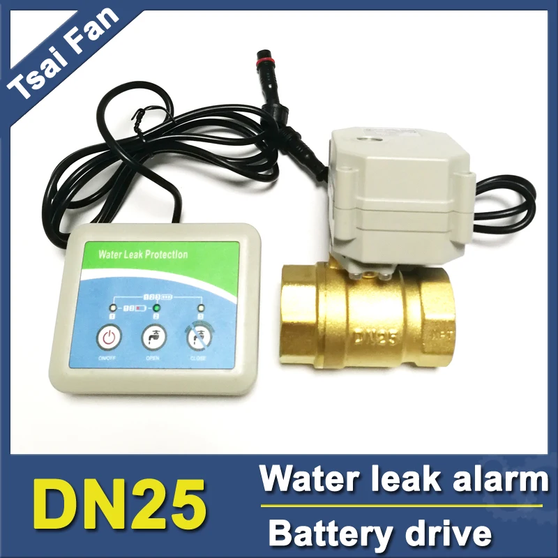 intellegent water leak sensor alarm detector control electric valve automatically, leak protector used for DN25, 1\