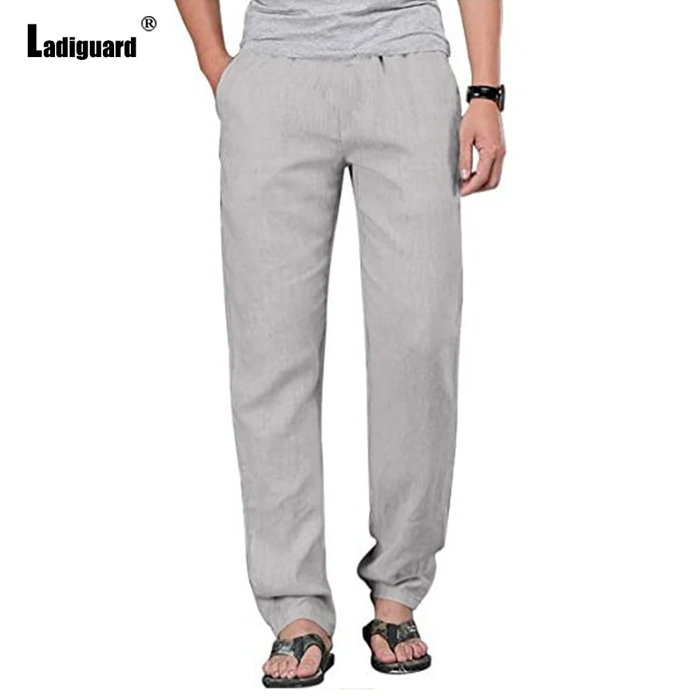 Pantalones rectos de lino y algodón para hombre, ropa Sexy de talla grande, con bolsillo, para exteriores, primavera y otoño, 2021, S-3XL