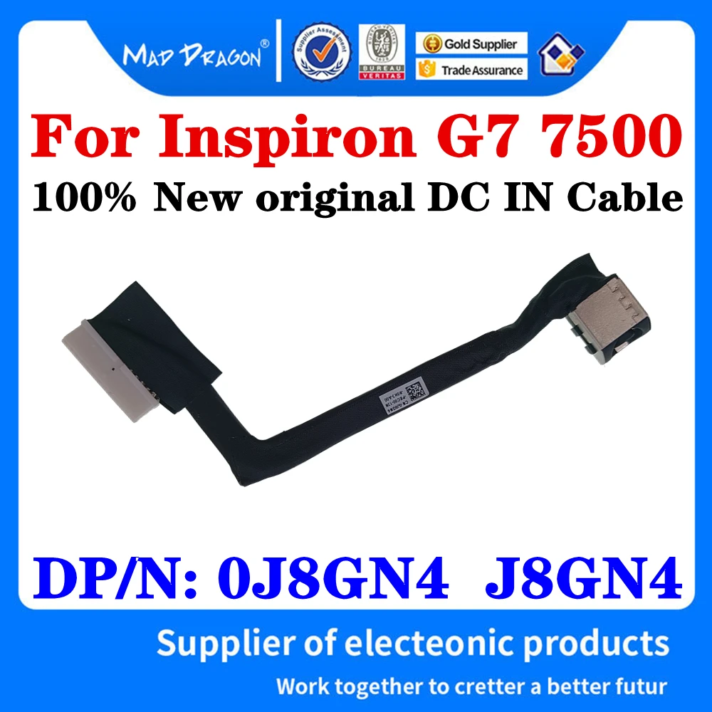 

New 0J8GN4 J8GN4 For Dell Inspiron G7 7500 G7 15 Inch Gaming Laptop DC-IN Cable DC IN Power Input Jack With Line