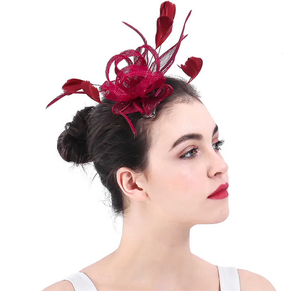 

New Style Sinamay Roses Marron Fascinator Headwear Church Wedding Elegant Bridal Party Hair Accessories Millinery Cocktail Hats