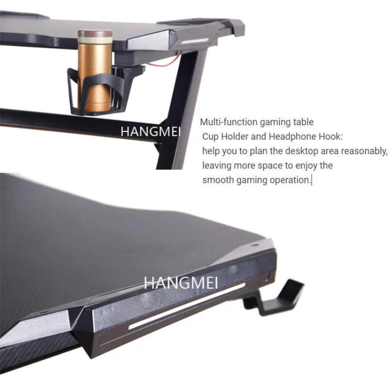 Modern Black LED Computer Desk, Gamer Table, Gaming Móveis, Bar Glow, Z Shapes, Quarto, OF50ZZ