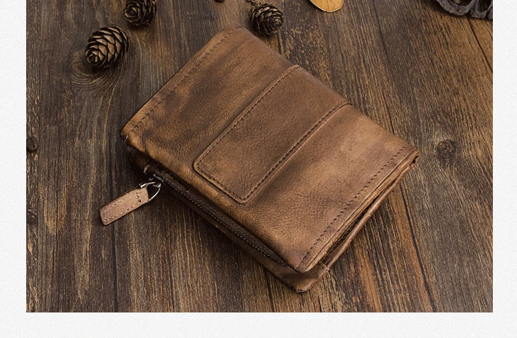 Nueva cartera de cuero genuino a la moda para hombre, cartera de cuero para hombre, bolso de mano para hombre, monedero, tarjetero, clips para dinero