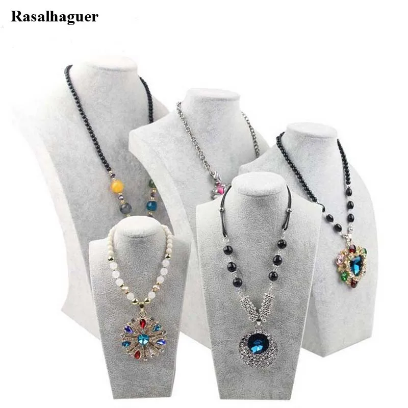 New Arrival Luxury Gray Velvet Necklaces Display Bust Stand Show Scarf Hair Band Holder 5 Size Option Wholesale Price