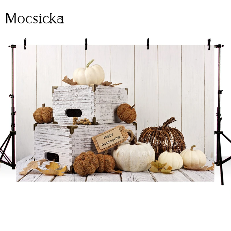 Mocsicka-Fond de photographie Thanksgiving, boîte en bois, décoration de Aliments, fête de famille, arrière-plans photo, bannière