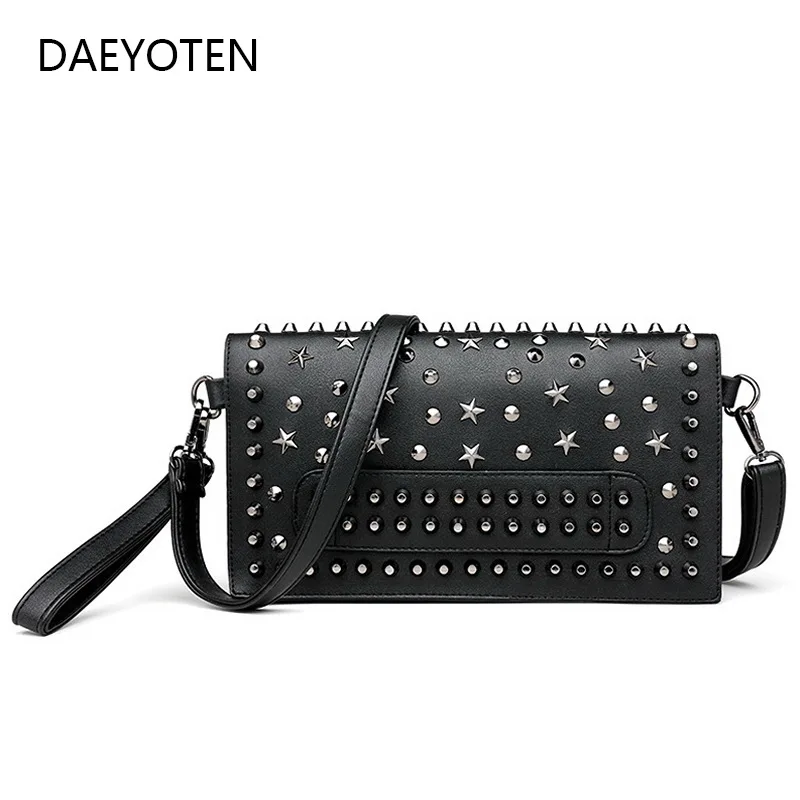 

DAEYOTEN Luxury Handbags Women Bags Designer Rivet Shoulder Bag Punk Evening Clutch Bags Classic Leather Female Hand Bag ZM0433