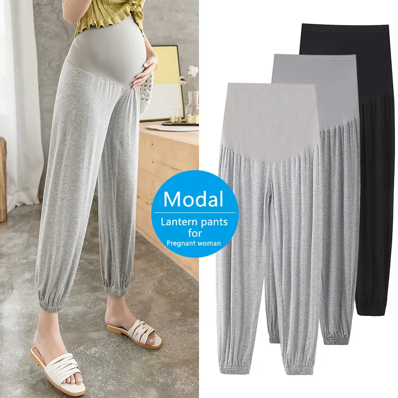 Maternity Pants Summer Solid color Loose Style Adjustable Elastic Waist Belly Support Pants Maternity Trousers