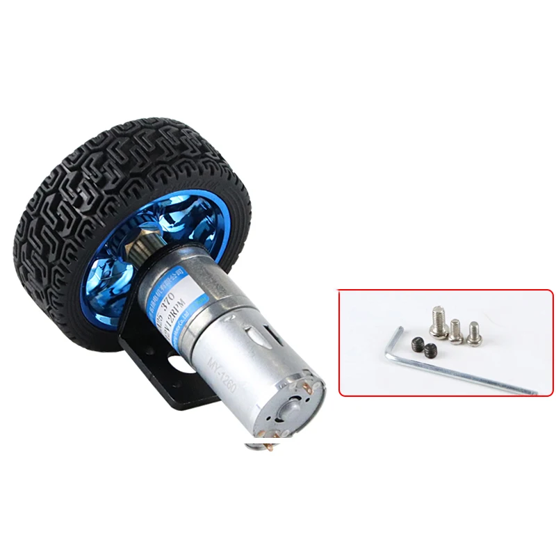 65/85mm DIY Smart Remote Car Motor Kit Diy Set Tracking Rubber Red&Blue Wheel 6V 12V 24V DC Gear Motor Low Speed Motor