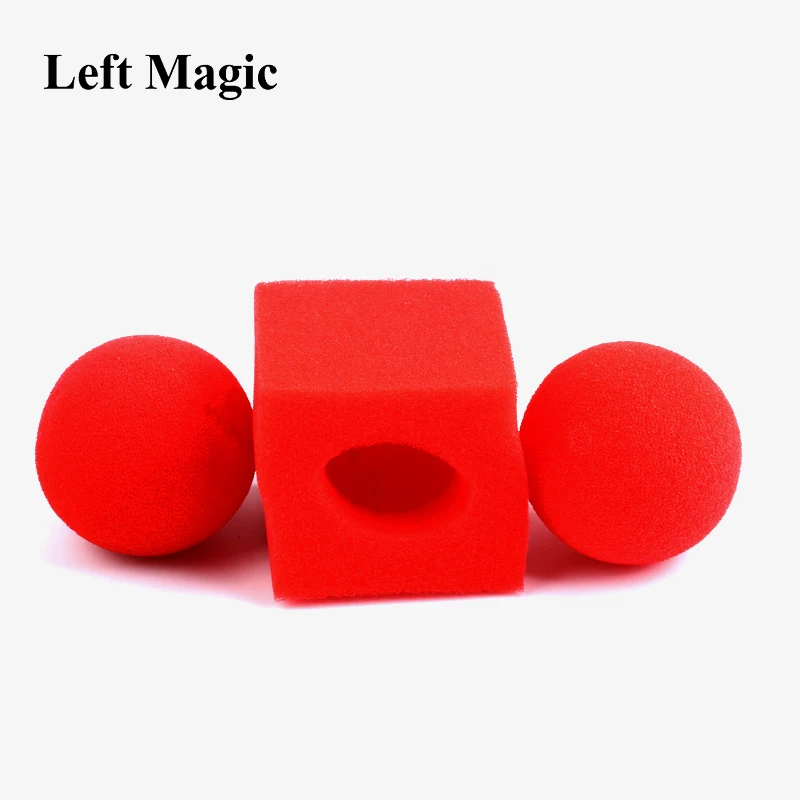 Red Ball To Square Sponges Magic Tricks Set Funny gadgets street stage close up magic tricks magician E3157