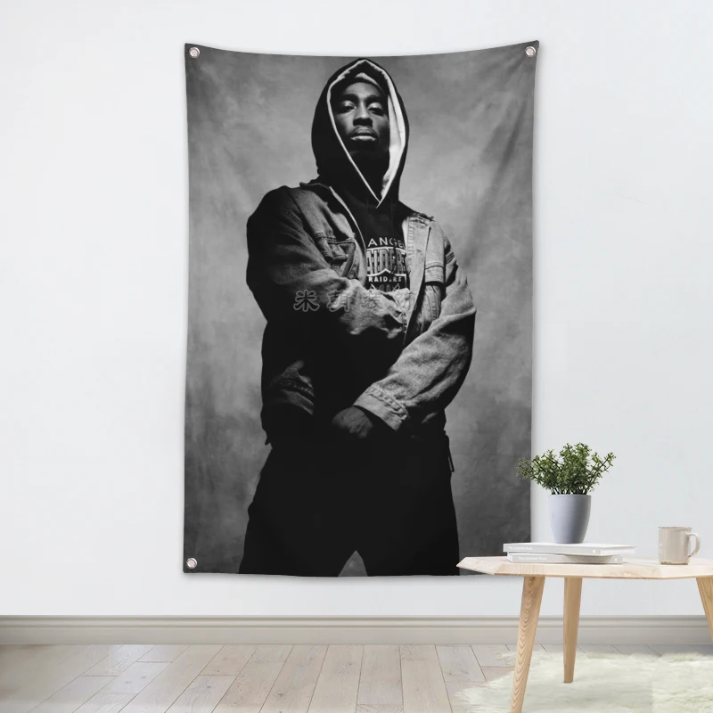 2PAC Large music festival Party background decoration poster banner hanging painting cloth art 56X36 inches