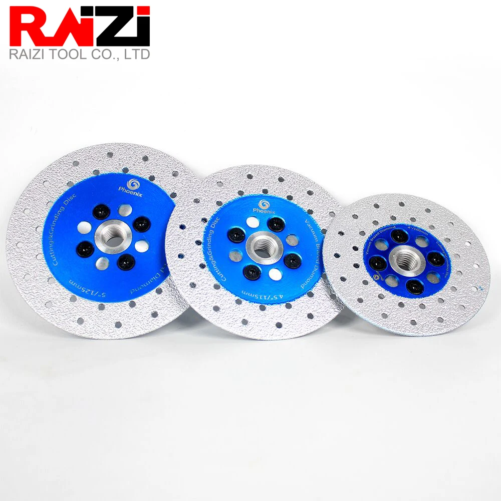 Raizi 100/115/125 mm Diamond Vacuum Brazed Cutting & Grinding Disc for Granite Marble Double Sided Stone Saw Blade