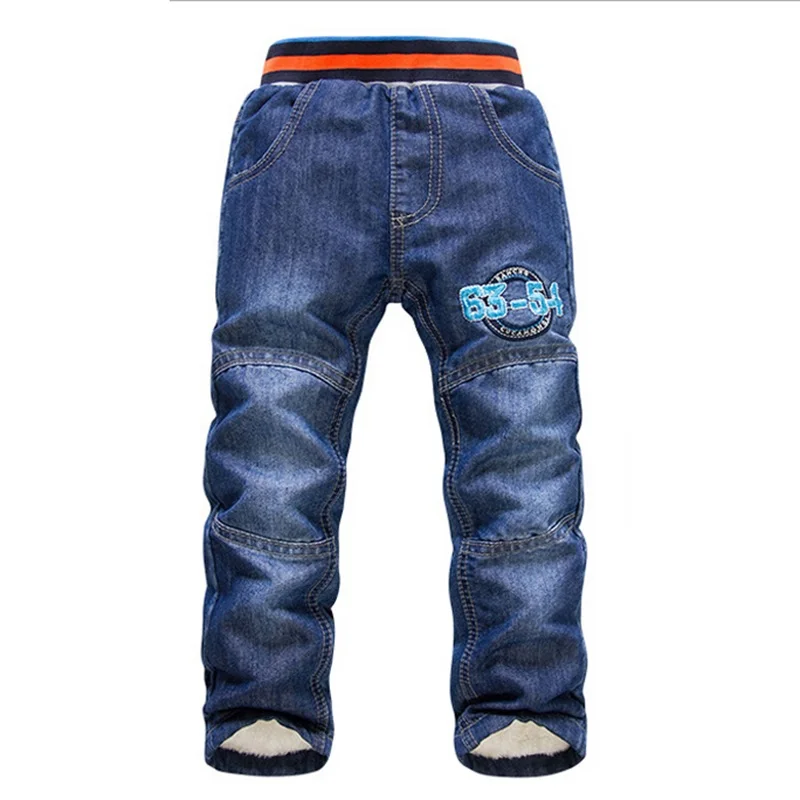 2021 New Warm Pants Kids Cartoon Pant Fashion Boy Girl Jeans Winter Thickening Kids Denim Pants Baby Jean Infant Clothing 3-7Y