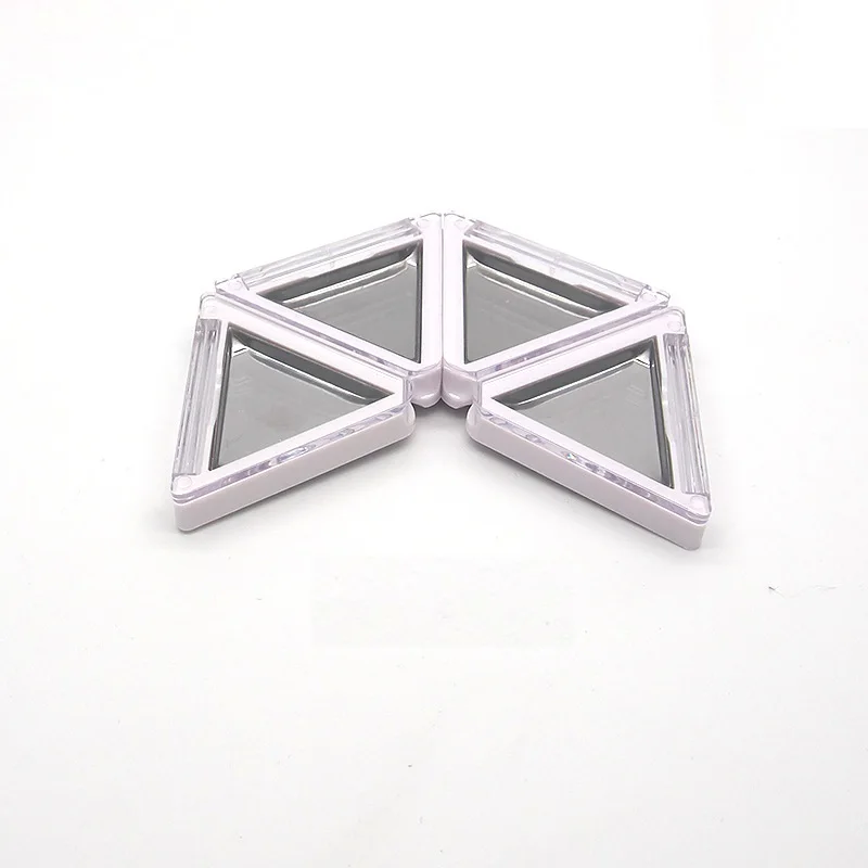 6g Empty Eyeshadow Compact White Fold Triangle Shaped Refillable Lipstick Palette DIY 4 Colors Compact Powder Container 25 pcs