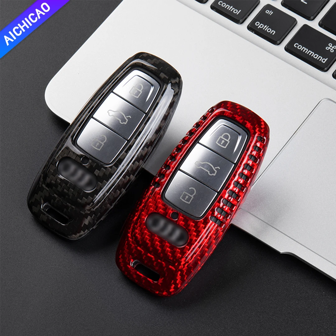 ACC-Carbon Key Case For Audi Key Cover New S4/A4L/A6L/A3/Q3/Q2L/Q5L/Q7/A7La8L Carbon Fibe R Shell Car Buckle Luxury Cover