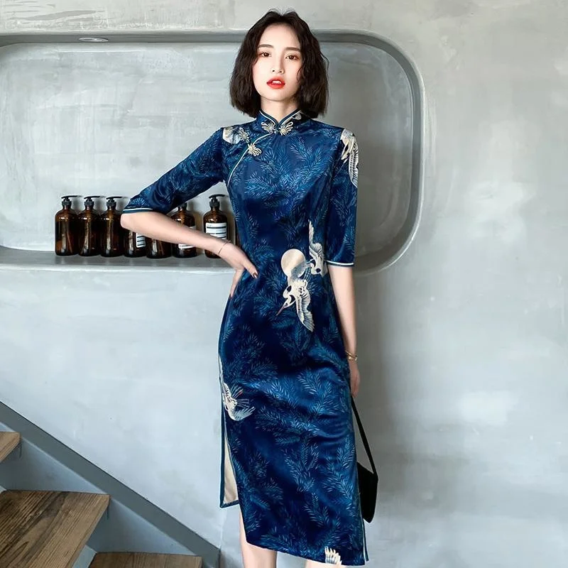 Modern New Improve Slim Qipao Chinese Dress Women Hanfu Ethnic Style Vintage Traditional Harajuku Femal Fashion Sexy Cheongsam