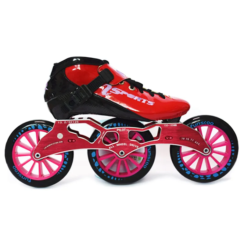 3 Wheel Carbon Fiber Inline Speed Skates Shoes Pink Red Black Yellow EUR 30 to 45 3X125mm 110mm 125MM Roller Skate for MPC PS KR