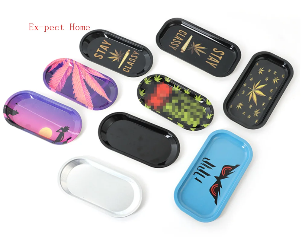 

100pcs/lot Square Corner Metal Painting Cigarette Rolling Trays Smoking Tobacco Storage Tray Smoking Tool Accessory Wholesale