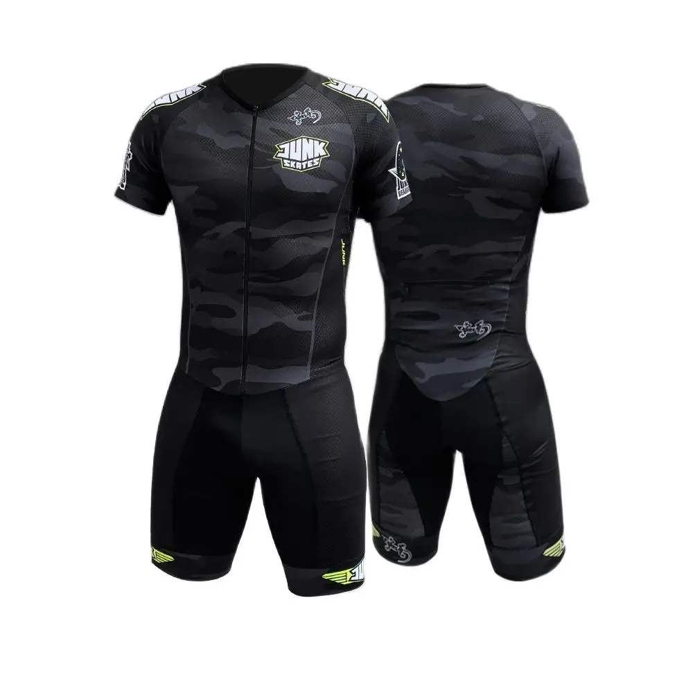 JUNK Wheels 2021 Men Short Sleeve Triathlon Suit Speed Inline Roller Skate Skinsuit Fast Skating Clothing Without Cushion Dress